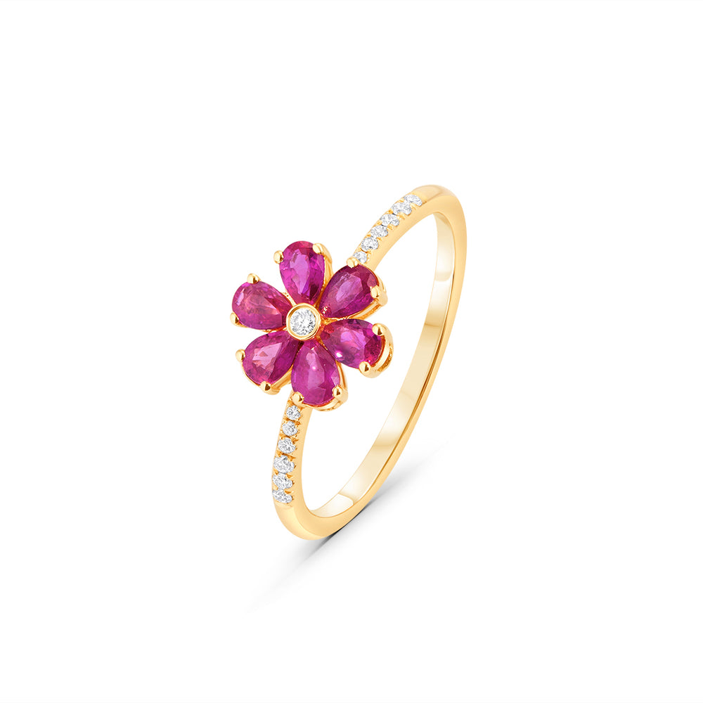 Flower Ring in Ruby