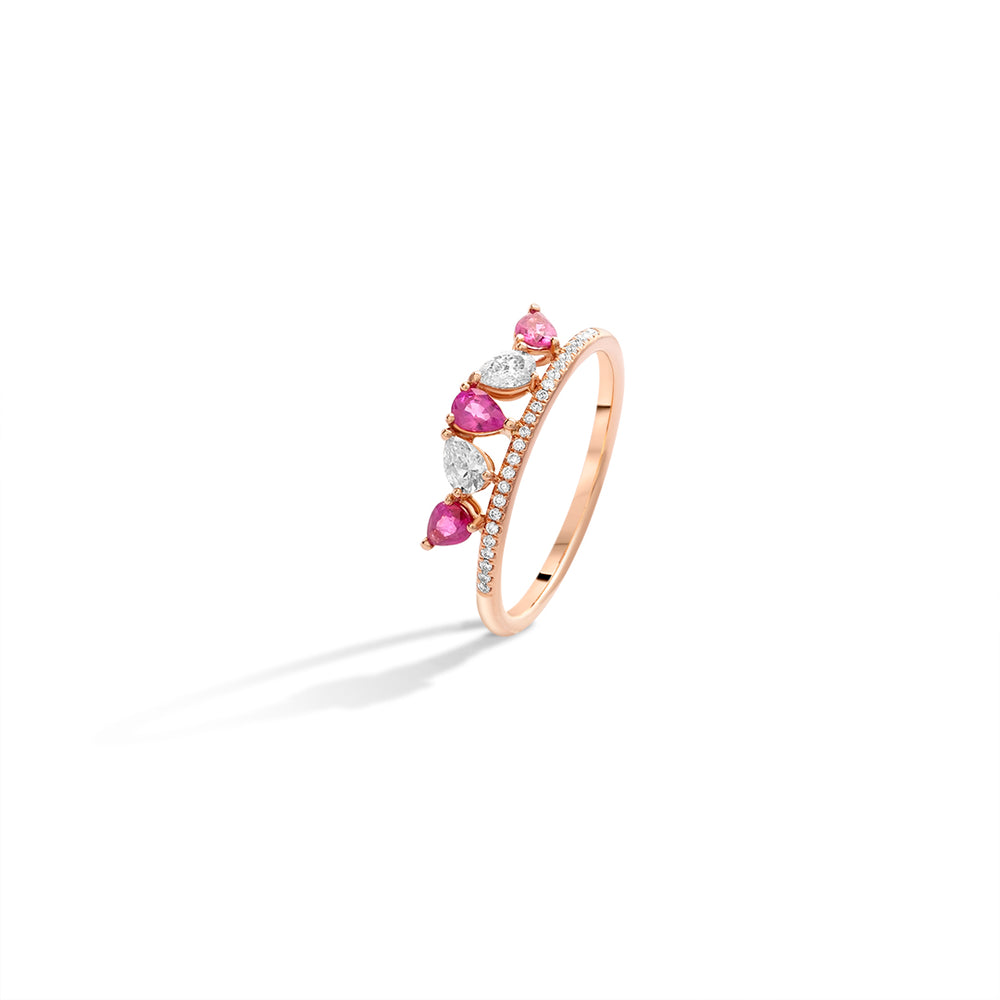 Ruby and White Diamond Dainty Ring