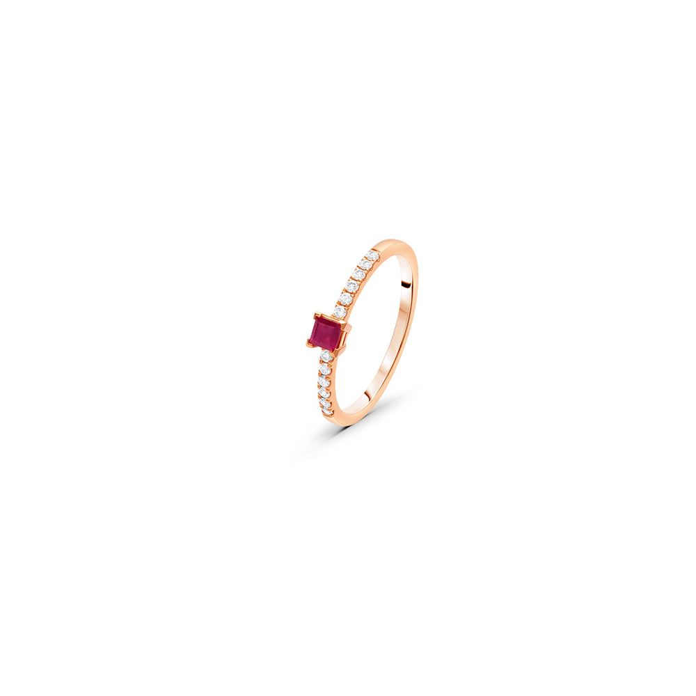 Dainty Ring with Princess-Cut Ruby Stone