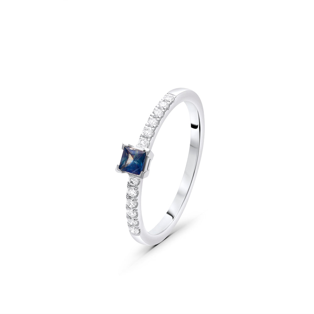 Dainty Ring with Princess-Cut Sapphire Stone