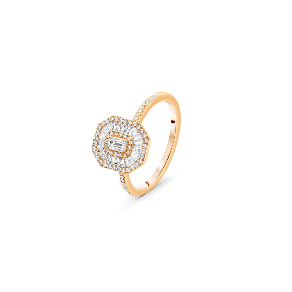 Octagon-Shaped Ring with Diamond Center