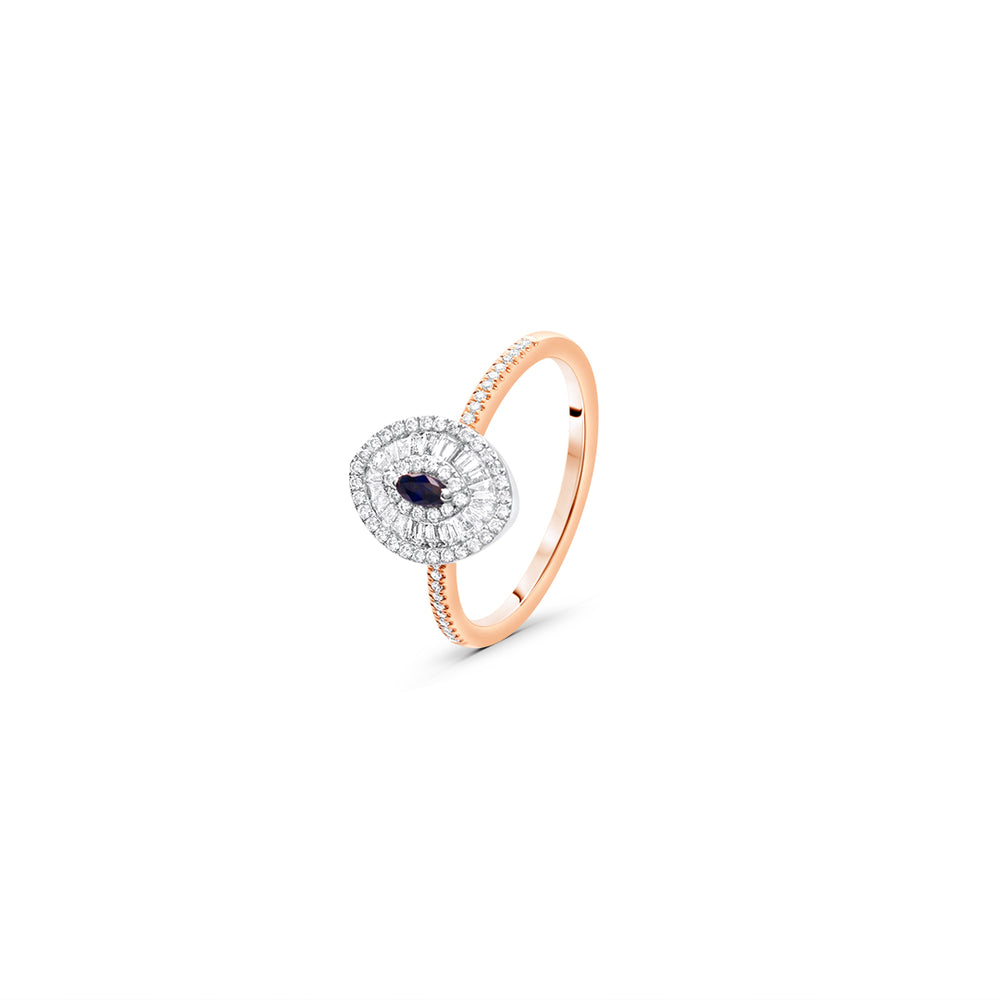 Marquise-Shaped Ring with Sapphire Center