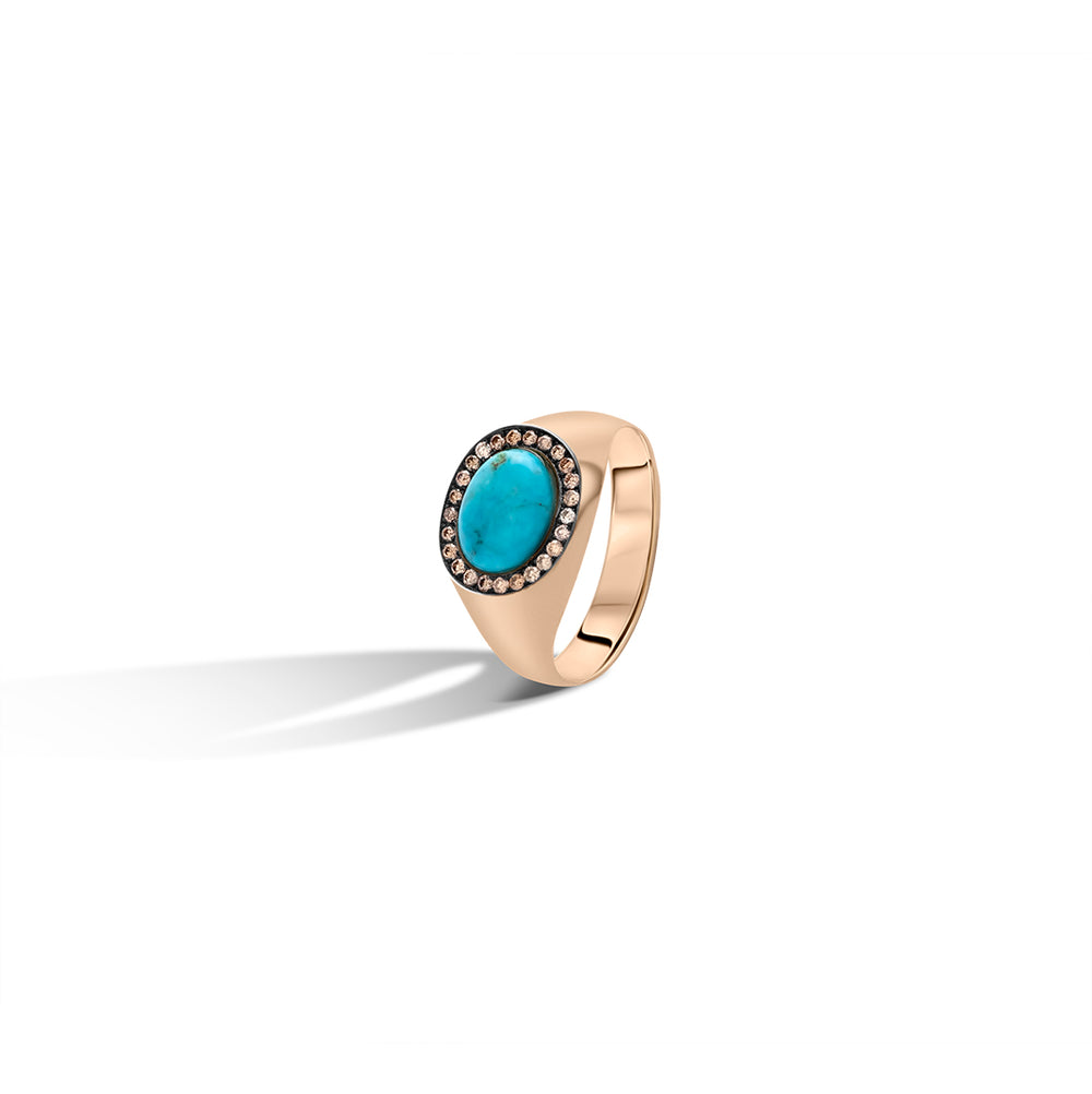 Turquoise Ring with Brown Diamonds