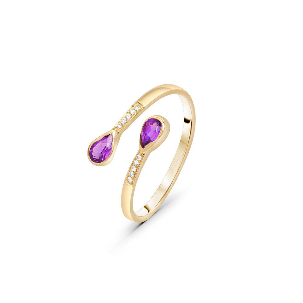 Amethyst Open Ring in Yellow Gold