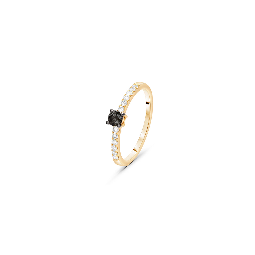 Dainty Stackable Ring with a Black Diamond Center