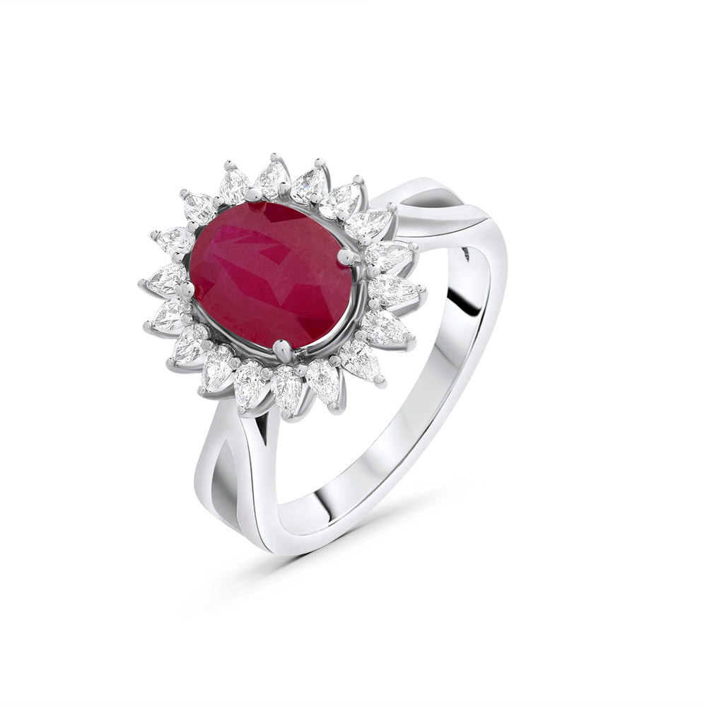 Classic Ring in Ruby and White Diamonds