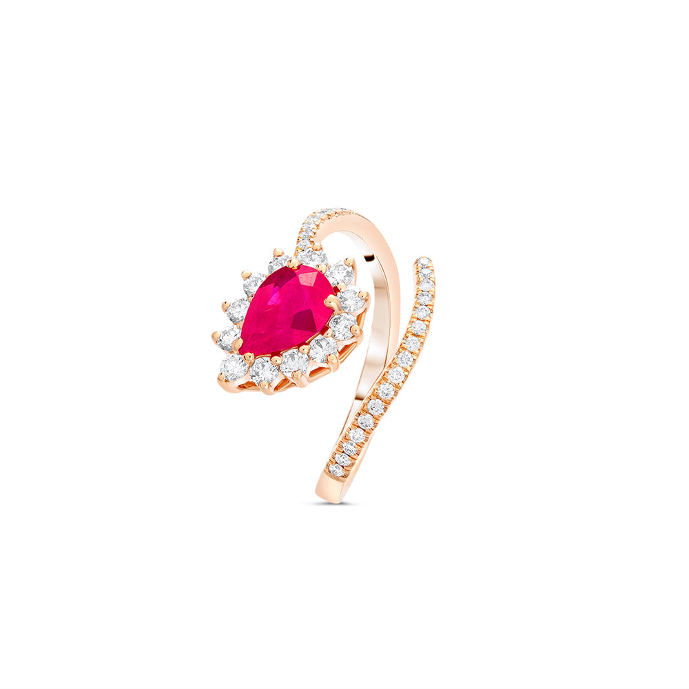 Dainty Ring with Rubies and White Diamonds