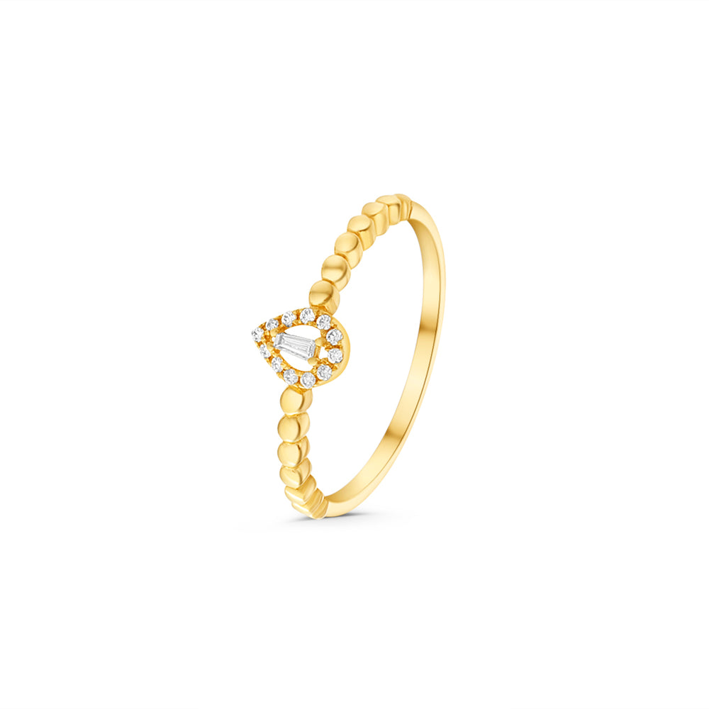 Stackable 18K Yellow Gold & White Diamond Ring