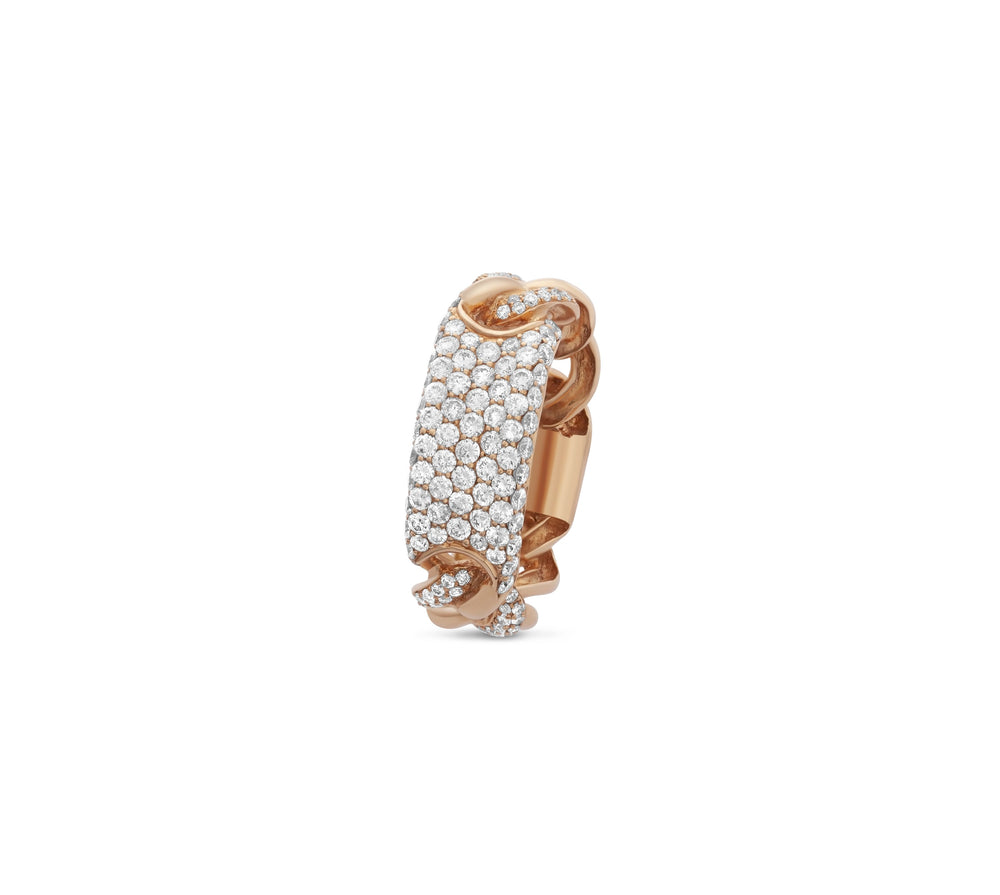 Diamond Pave Rose Gold Chain Ring