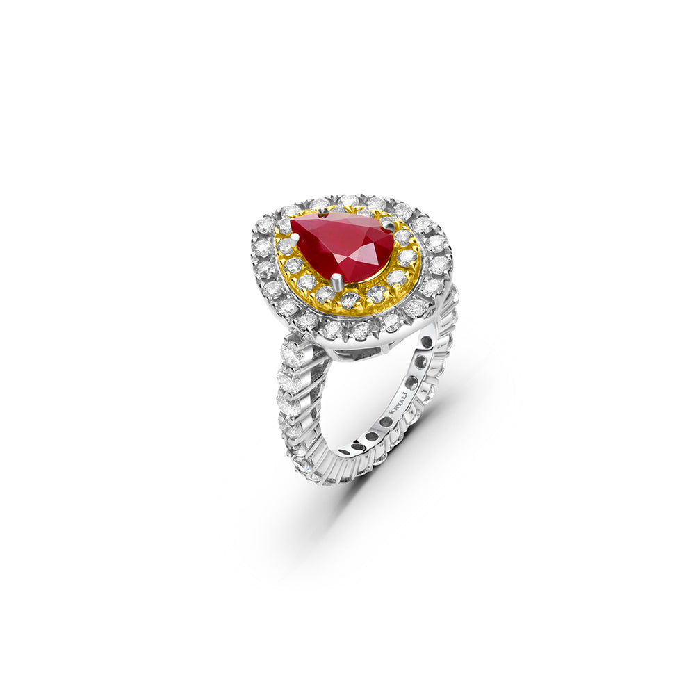 Double-Halo Ruby Solitaire Ring