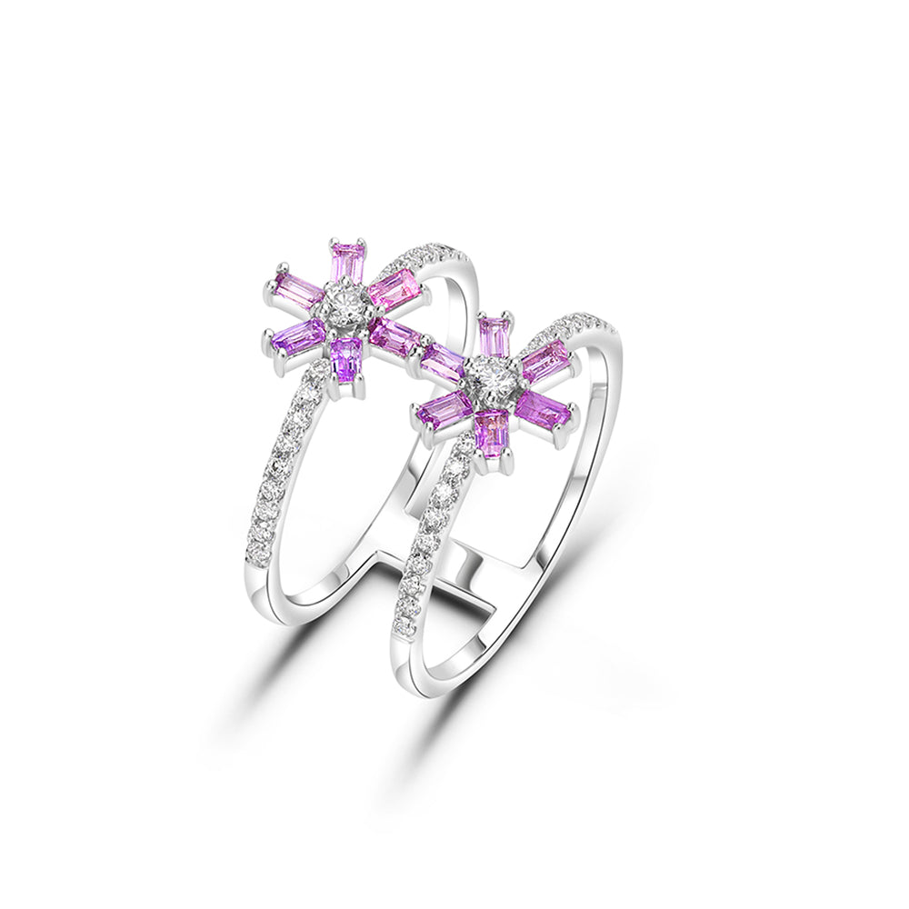 Floral-Duo Pink Sapphire Ring