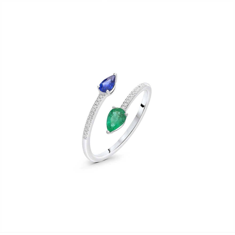 Dainty Sapphire and Emerlad Open Ring