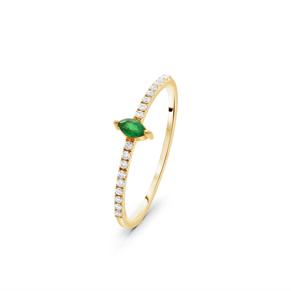 Dainty Ring with Center Marquise Emerald Stone