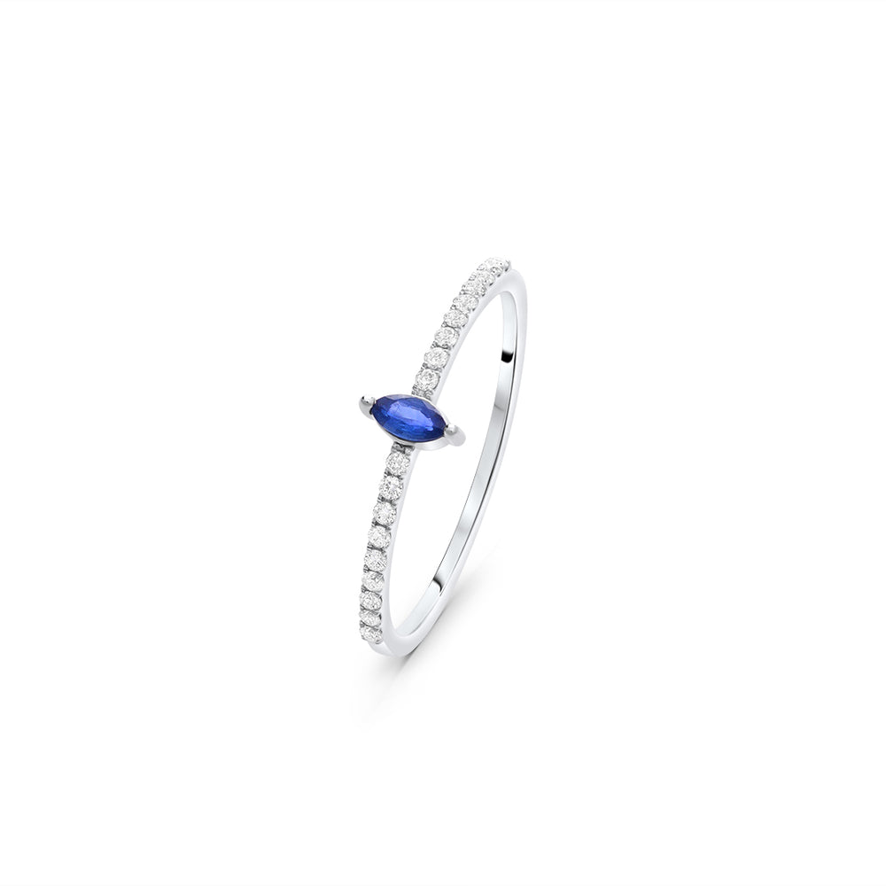 Dainty Ring with Center Marquise Sapphire Stone