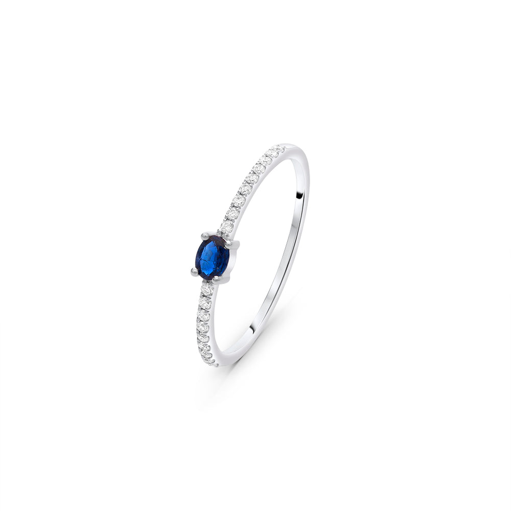 Dainty Ring with Center Oval Sapphire Stone