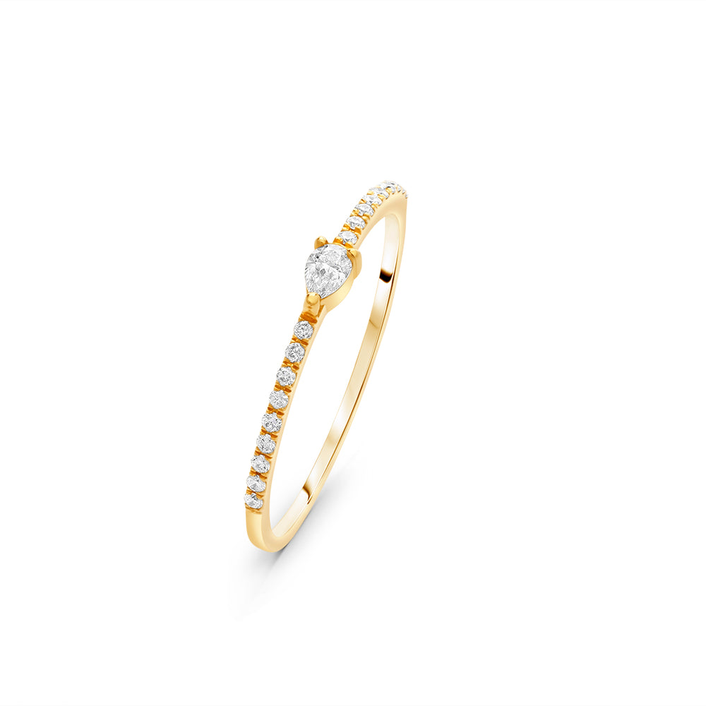Dainty Ring with Center Pear Diamond Stone