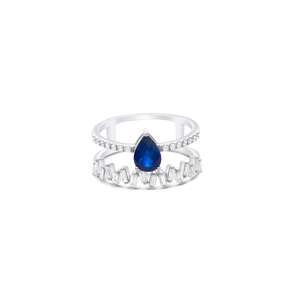 Two-in-One Ring with Sapphire and White Diamonds
