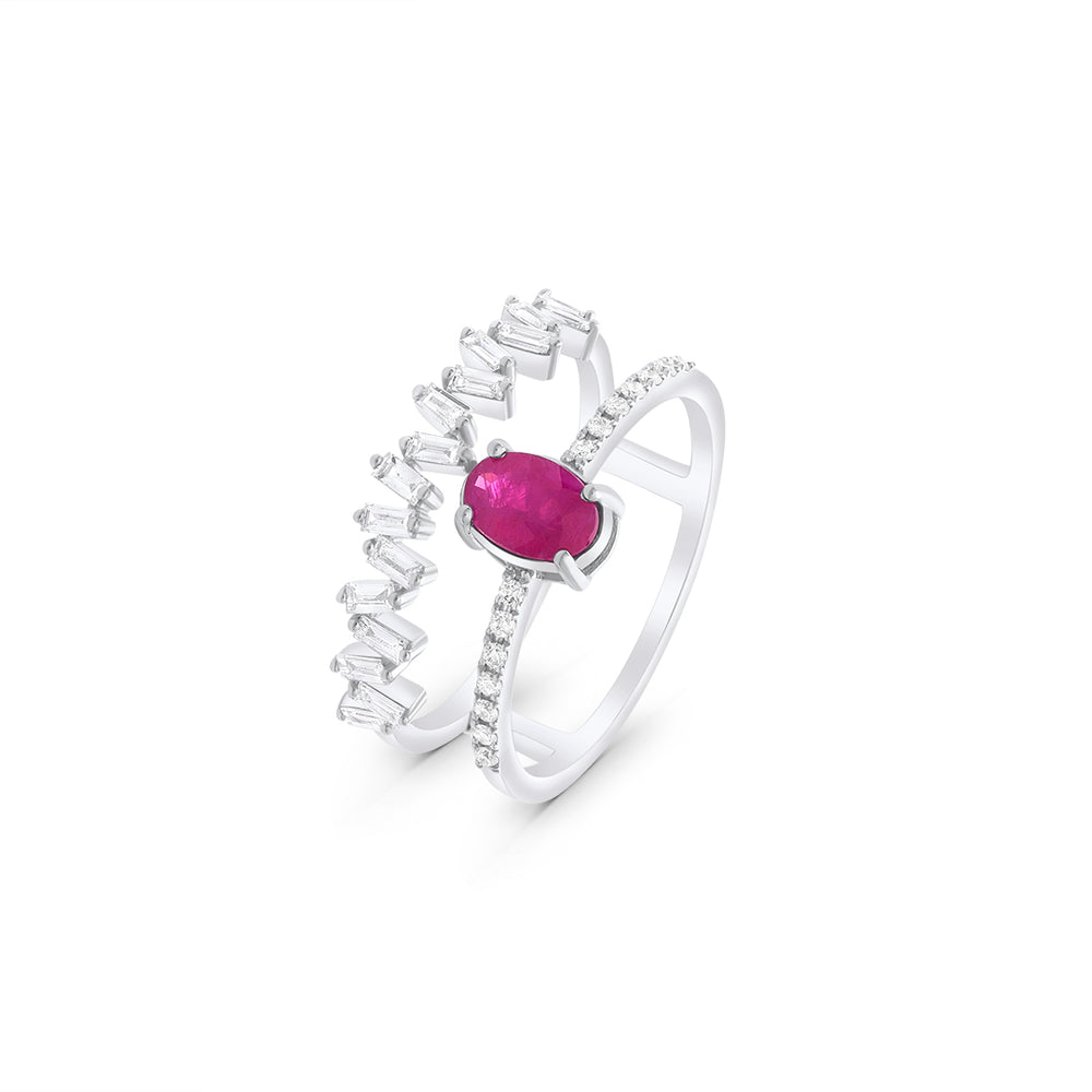 Two-in-One Scattered Ring with Ruby Stone
