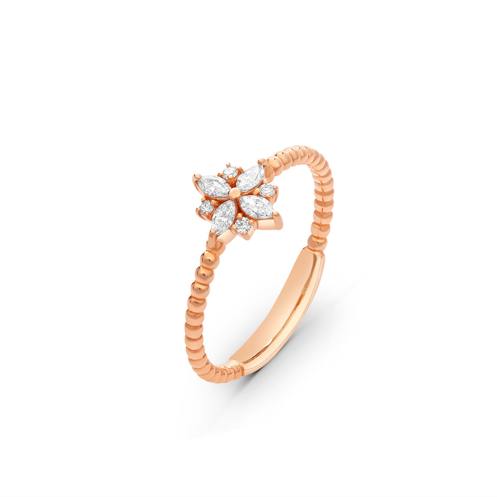 Dainty Floral Ring with White Diamonds