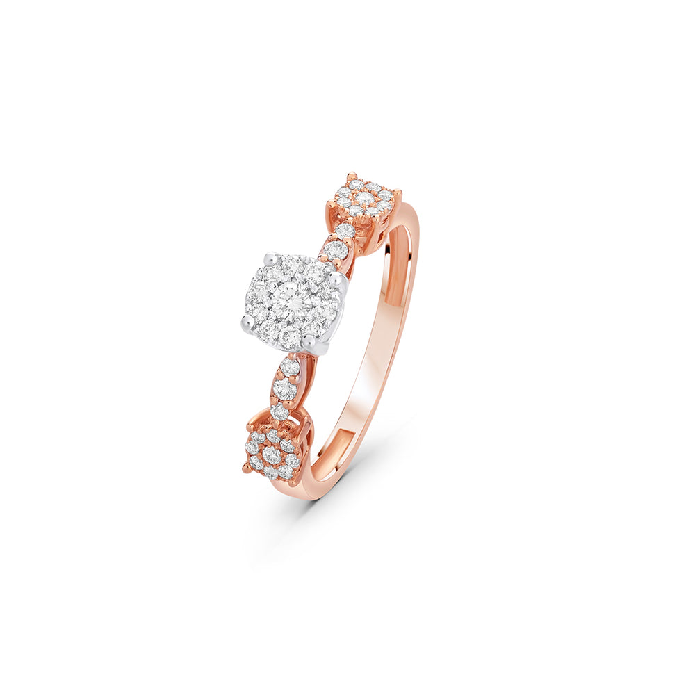 Floral Rose Gold Diamond Solitaire Ring (Twin Available)