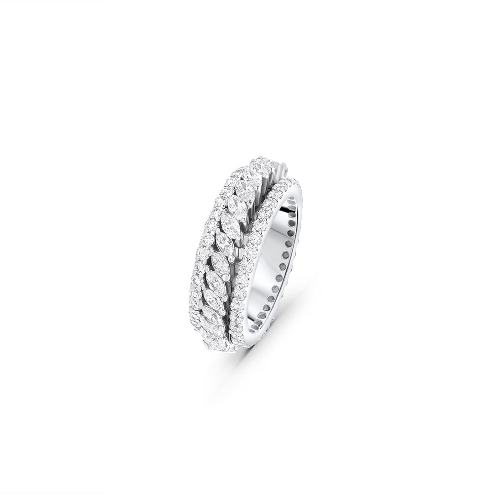 Wedding Band with Marquise-shapes