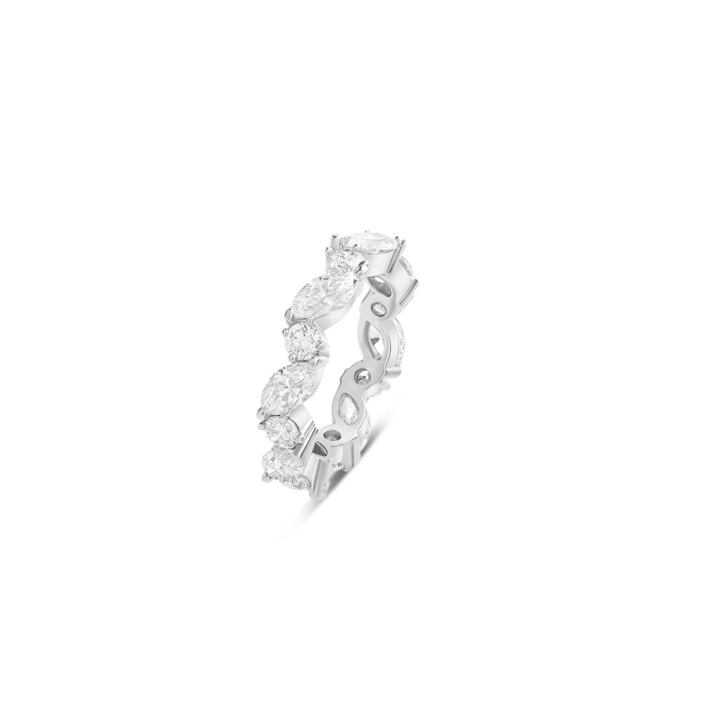 Round and Marquise-Cut Diamond Ring