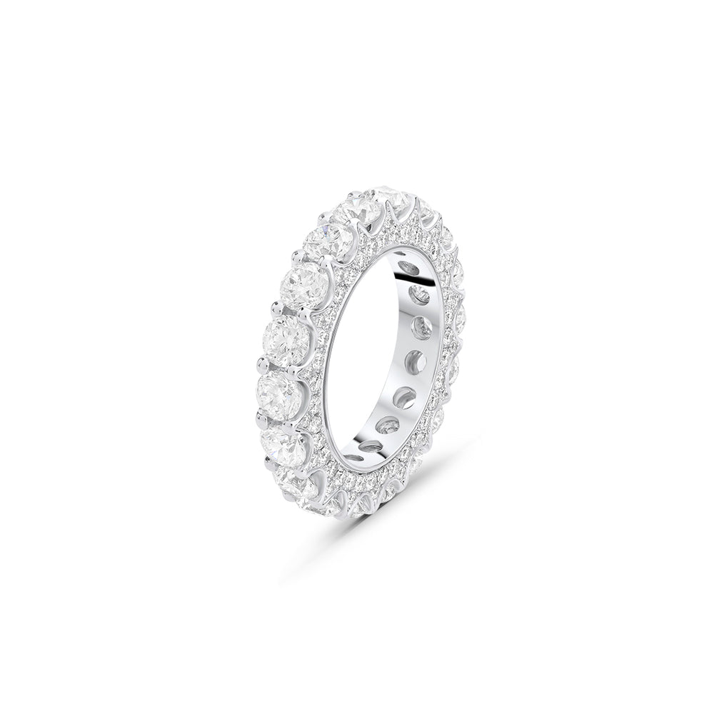 All-around Diamond Wedding Band with Pave' Diamonds