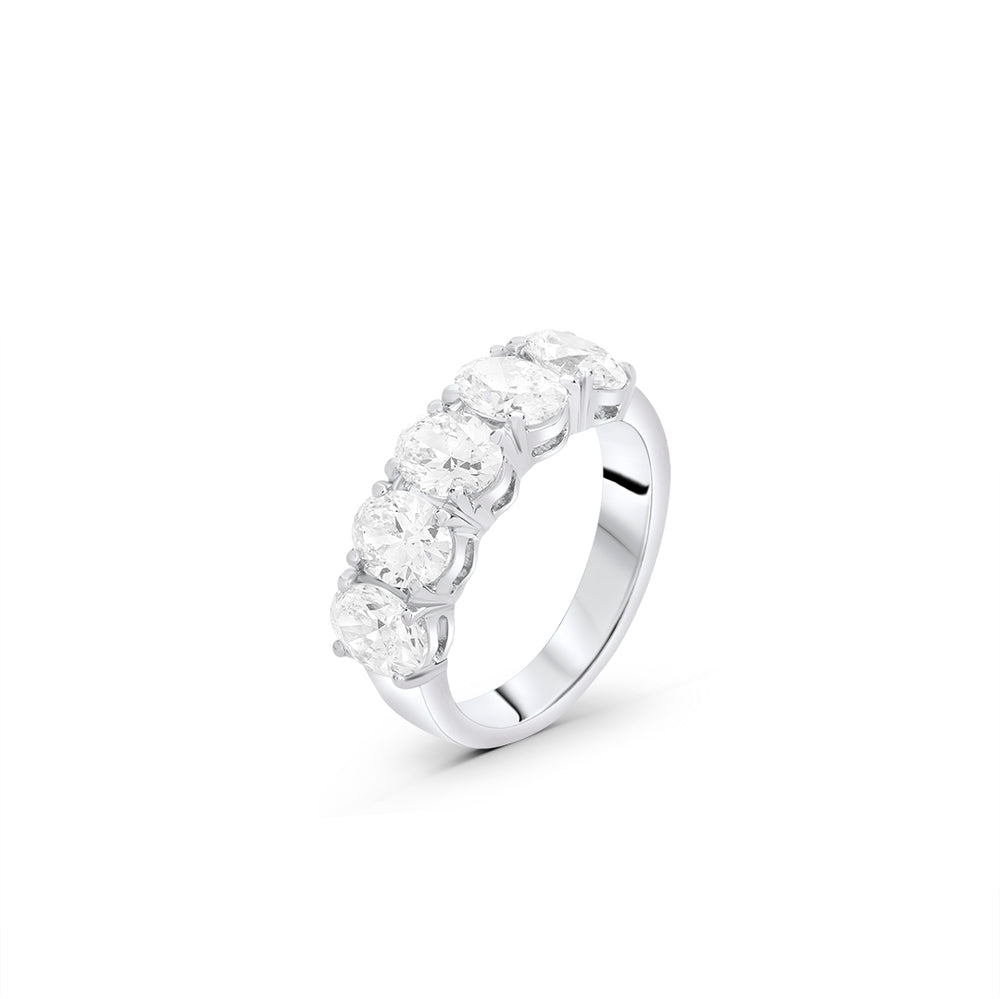 Oval-Cut Diamond Ring with 5 Stones