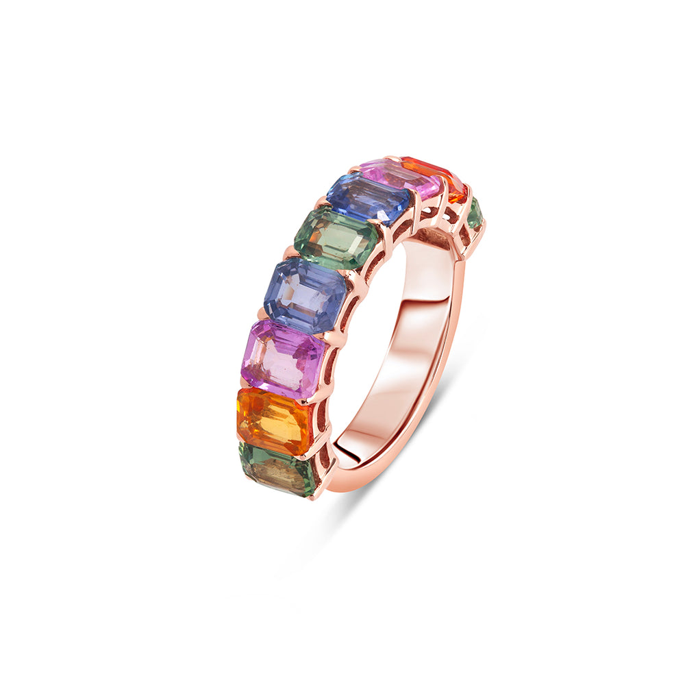 Half-Band Rainbow Ring with Diamonds