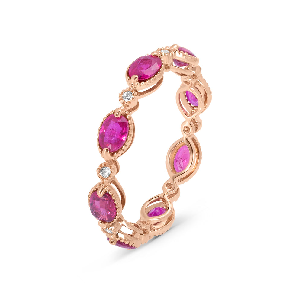 All-around Stackable Ruby and Diamond Ring