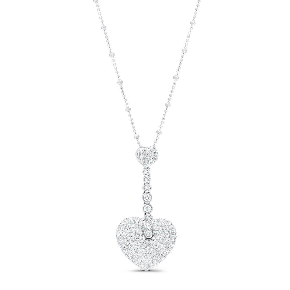 Two-heart Pendant with White Diamonds